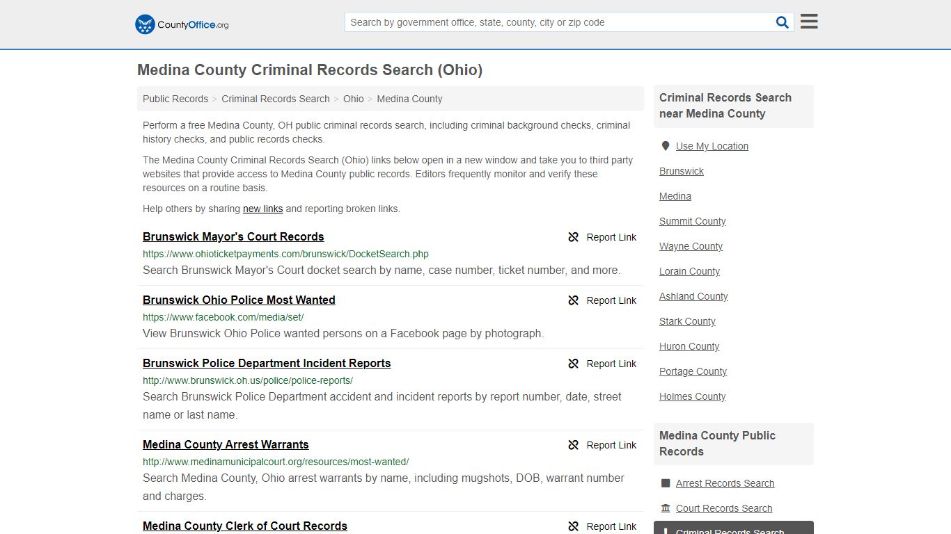 Criminal Records Search - Medina County, OH (Arrests ...